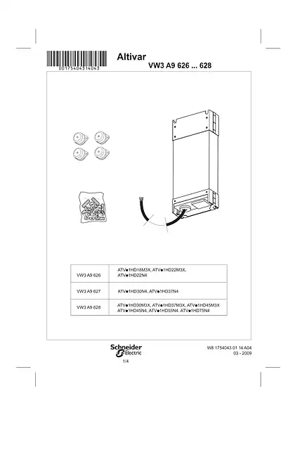 schneider施耐德Instruction sheet - Kit DNV - VW3A9626...628